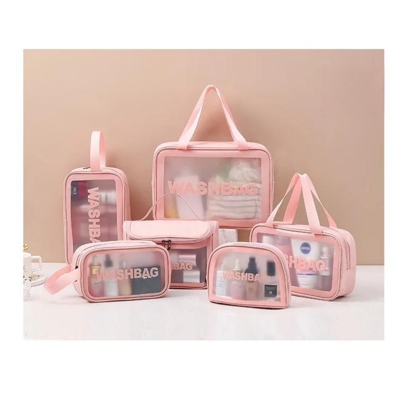 New Transparent Makeup Bag Set Toiletry Organizer Washbag for Women Portable Toiletries Pouch Travel Essential Cosmetics Bag