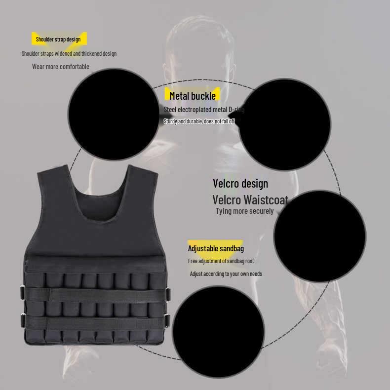 Adjustable Iron Sand Weight-Bearing Vest for Running and Training - Breathable, Invisible Fitness Equipment.