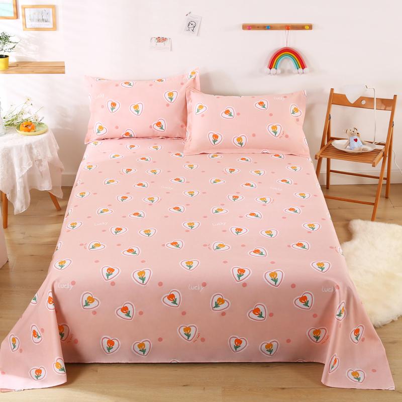 3Pcs Botanical Floral Pattern Bed Sheet Set 100% Cotton Skin-friendly Breathable Bedsheet Sets Home Flat Sheet with Pillowcases