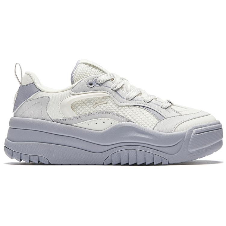 Anta Wave Shoes Trendy Casual Height Increasing Lightweight Low Top Skate Shoes Women sneaker White Gray 922438003-1