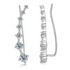 All D Moissanite Earrings Crawler Climber For Women 7 Star Ear Cuffs Silver 925 Black/ White Diamond Wedding Jewelry Luxury Gift