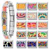 New Color Painting Design Heart Eye Flowers Italian Charm Links Fit 9MM Stainless Steel Bracelet Women Men DIY Making Jewelry