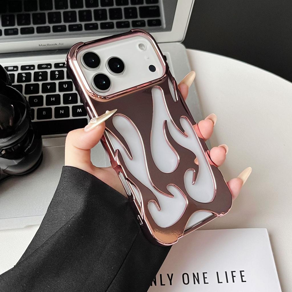 Flame Electroplated Hollow Phone Case for iPhone 17 Pro Max Full Protective Cover