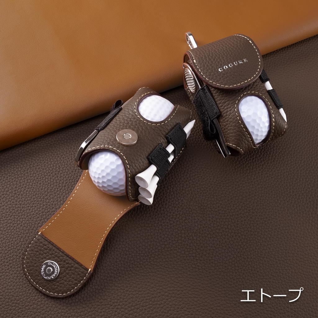 COGURE Golf Ball Case Genuine Leather Men's Women's 2 Ball