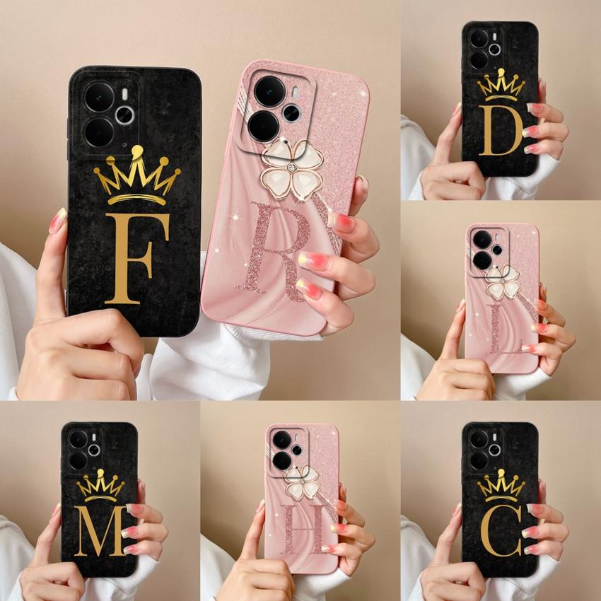 For Oppo Realme 14 15 16 13 Pro 14T 14X 15T 15X 14ProLite Phone Case Luxury Gold Crown Letters Shell Lightweight Matte Silicone Camera Protector Cover