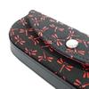 Inden H Brillenetui aus schwarzem Hirschleder mit roter Libelle x x Hartes Etui Inden-ya, Klein, 4210, Lack, Muster, 5,3cm 15,7cm 3cm, Schlank,