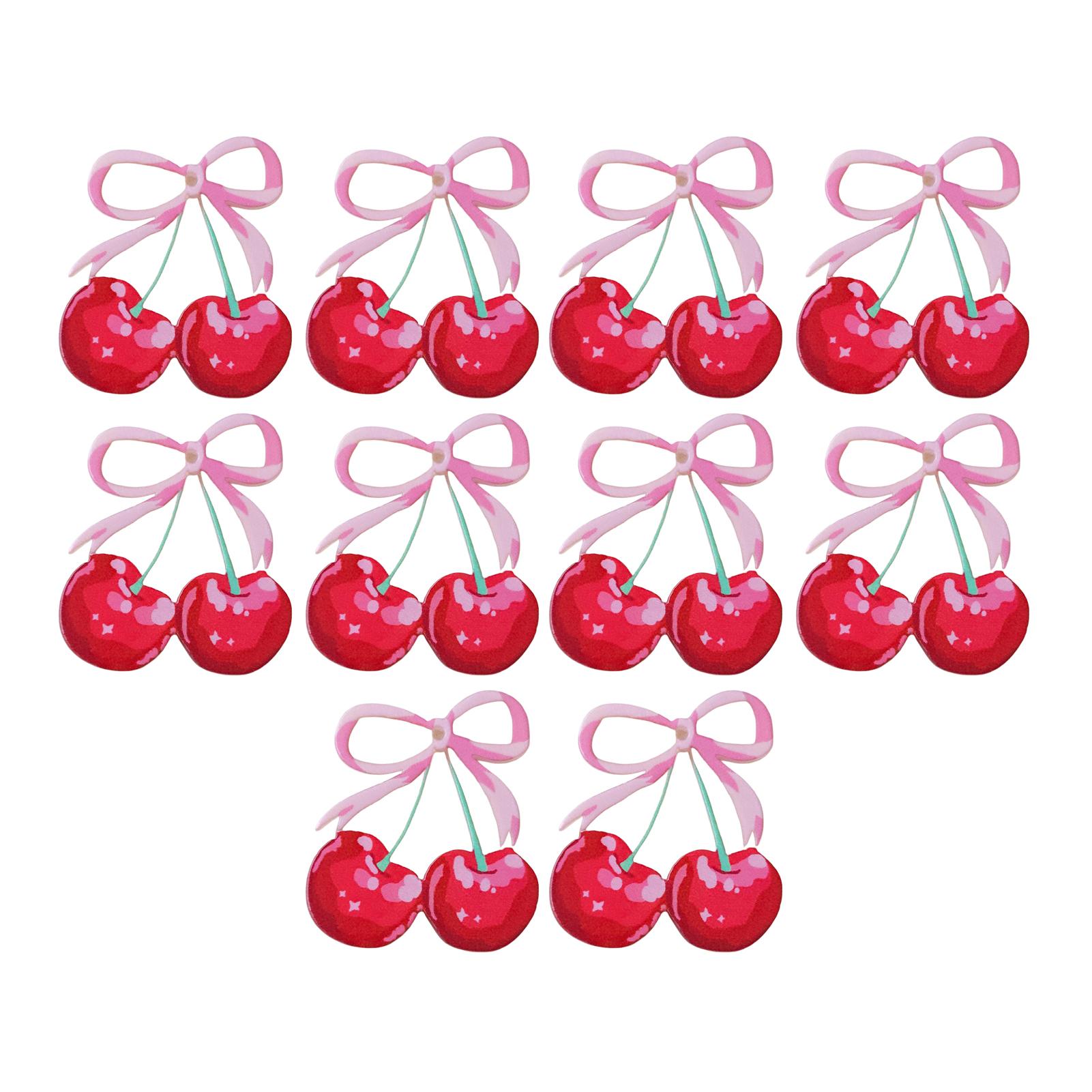 Acrylic Double-Sided Cherry DIY Jewelry Accessories 10Pcs High-Transparency Smooth Edge Cherry