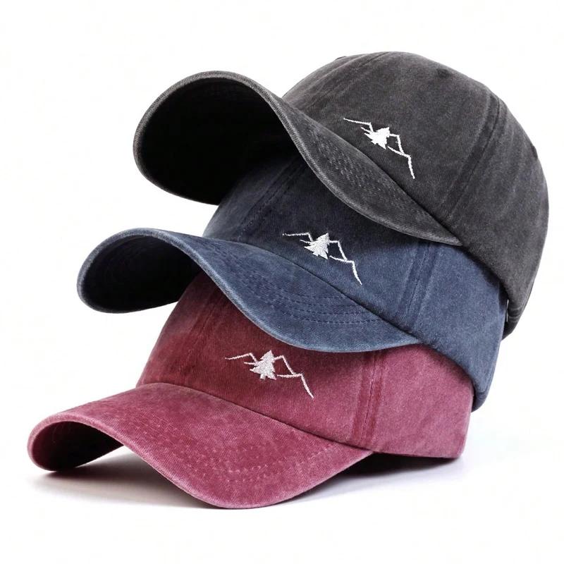 Unisex Bergstickerei Waschen Baseballkappen Frühling und Herbst Outdoor Verstellbare Lässige Hüte Sonnenschutzhut Sportkappe