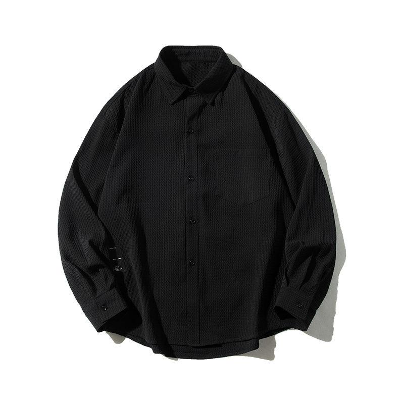 

Мужская рубашка Мужская дизайнерская ниша Salt Vintage Shirt Ins Tide Shirt Модная рубашка с длинным рукавом M чёрный
