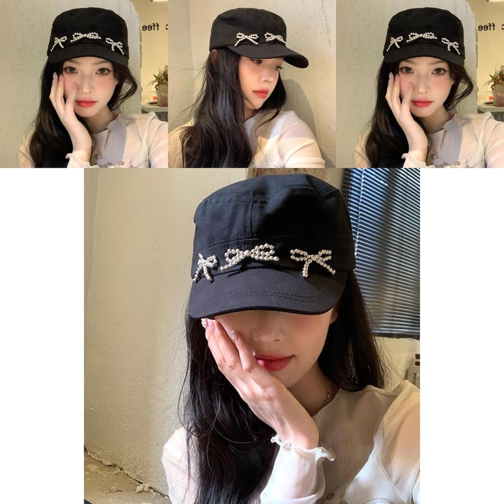 Stylish Korean Retro Black Bowknot Baseball Cap For Women Ideal For Spring Summer Wear