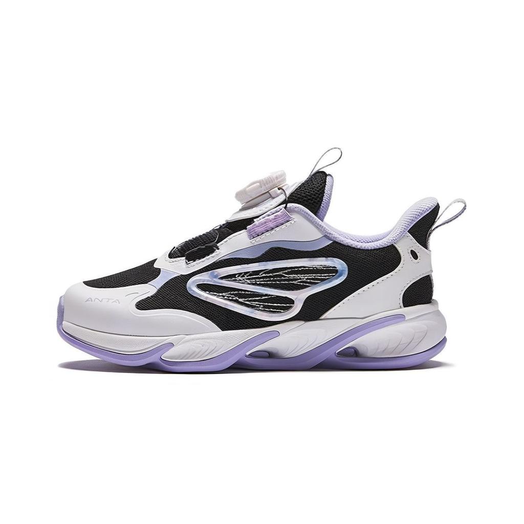Anta Childrens Red Flame Wear-Resistant Breathable Low-Top Running Shoes Kids Sneakers Black Purple 322419913-3