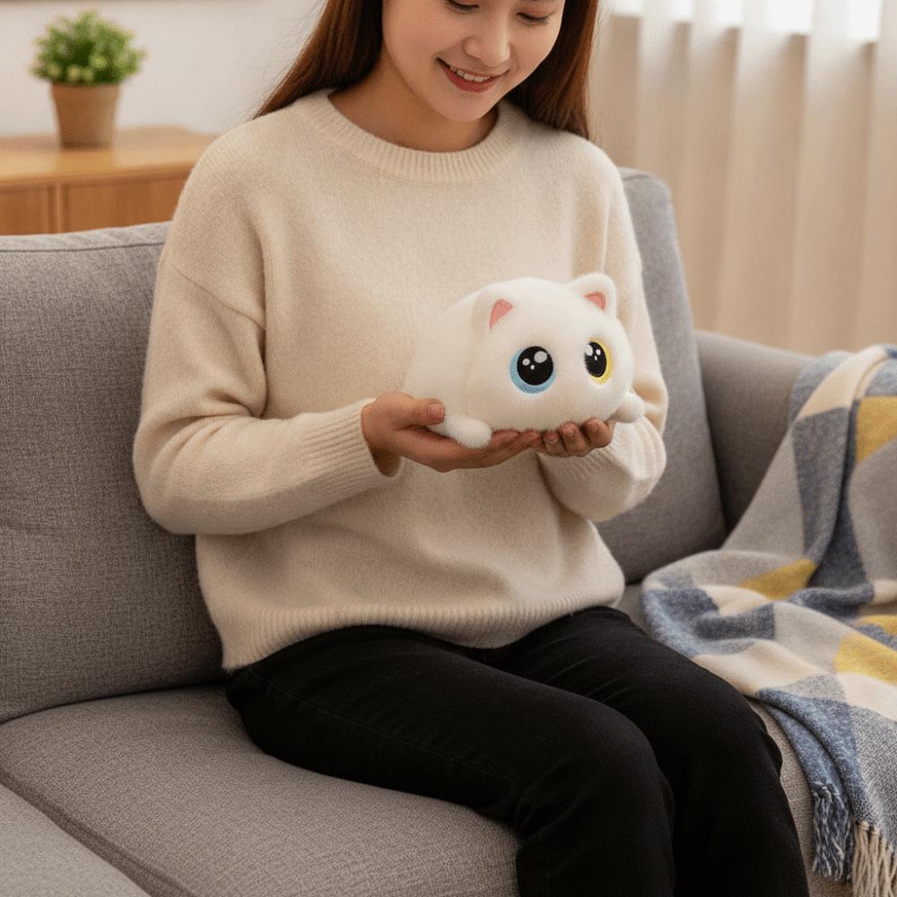 Fluffy Soft Big Eyes Cat Plush Doll Round Stuffed Animals Cat Round Plush Toys Home Decoration