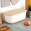 Bread box with bamboo board, black, 39x23.5x15.5 cm