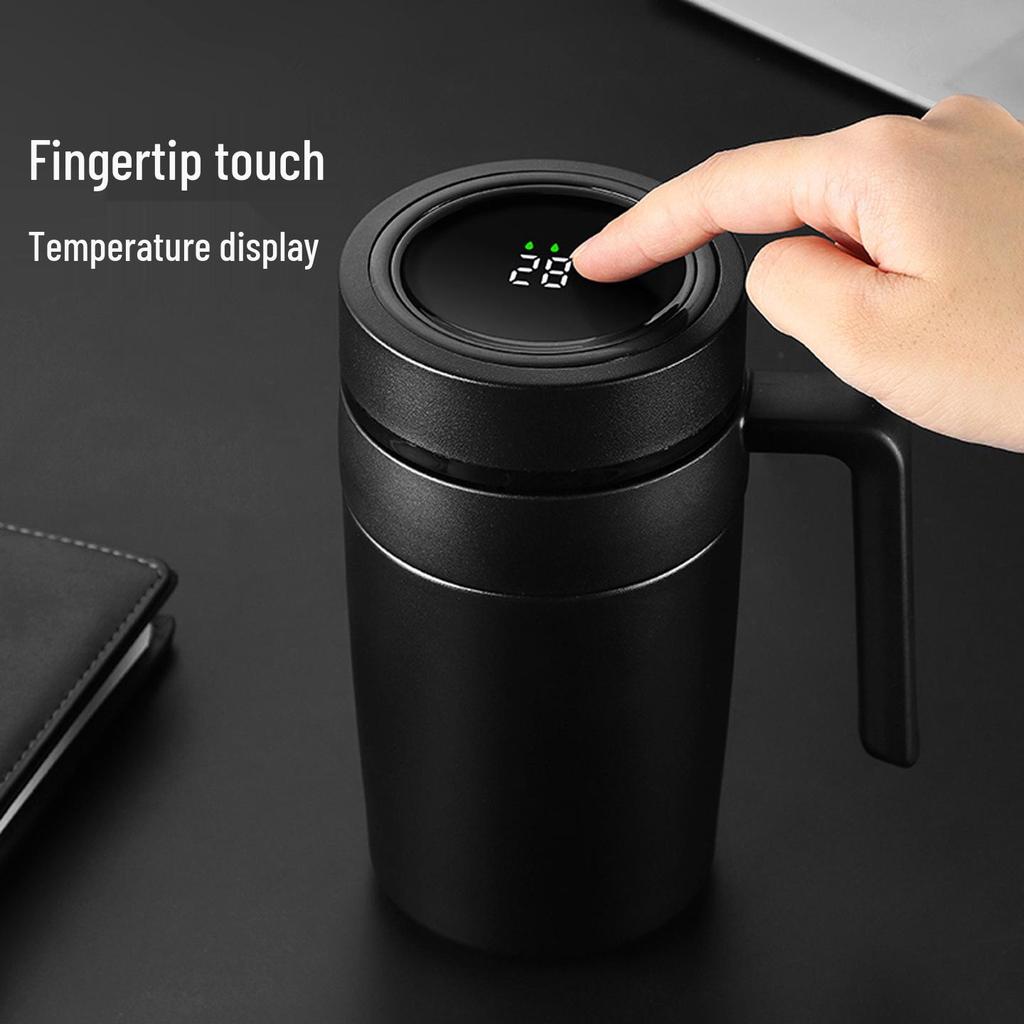Smart Stainless Steel Insulated Mug with Handle for Tea & Water Separation, Customizable for Men & Women.