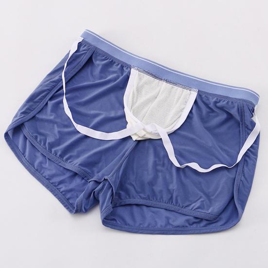 Men Home Shorts Solid Color Bouncy Loose Breathable Fine Mesh Underwear Quick Drying