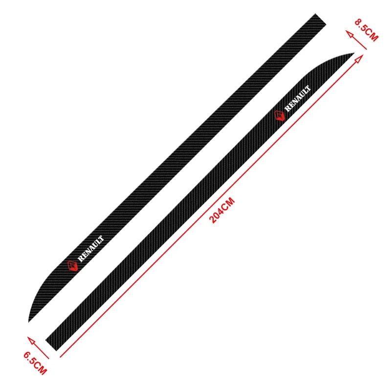 2pcs Carbon Car Door Side Skirt Sill Stripe Sticker Emblem Decals For Renault Clio Laguna 2 Megane 2 3 Duster Logan Captur S333