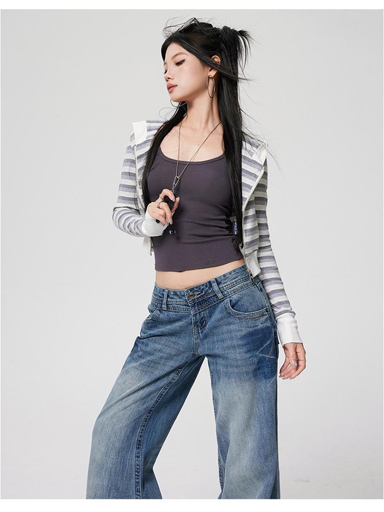Women's Retro Micro-Flare Jeans - New Autumn Arrival, American-Style, Non-Stick, Loose, Draping, Wide-Leg Pants