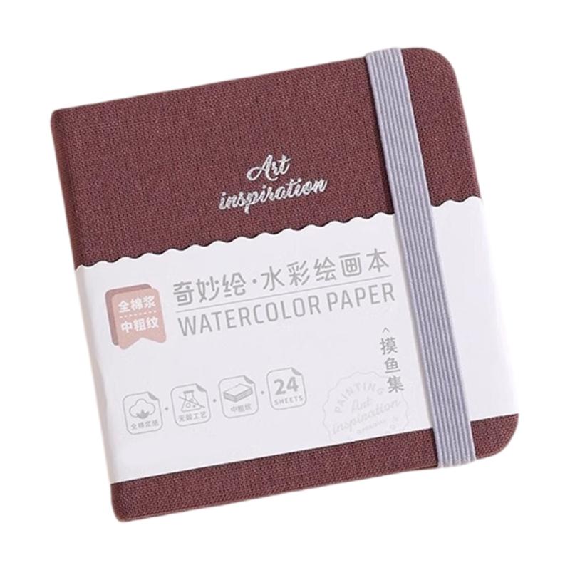 Hardcover Watercolor Paper Pad 24 Sheets Cotton Paper Watercolor Sketchbook Pocket Sketchpad for Artists Student Drawing