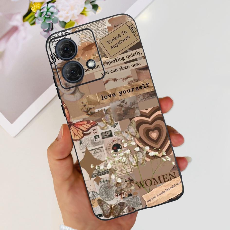 For Motorola Moto G84 5G Case 2023 New Stylish Butterfly Cat Slim Black Silicone Soft TPU Phone Cover For Moto G84 5G G 84 Coque