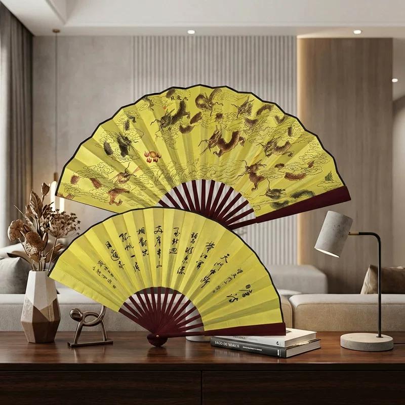 Folding Fan Chinese Style Summer 10inch Ancient Style Fan Men's Silk Cloth 2026 New Model Summer Bamboo Fan Hanfu Portable Fan