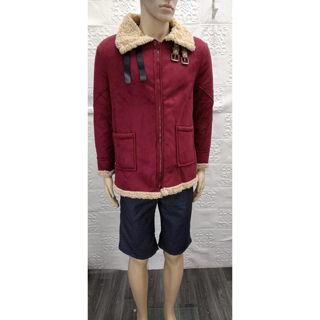 New Men's Suede Faux Fur Jacket, European Style Lapel Men's Overcoat Casual Outwear