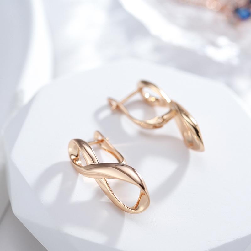New Rose Gold Color Long Earrings Women Wedding Unique Creative Fashion Jewelry Hollow Metal Glossy Drop Earrings