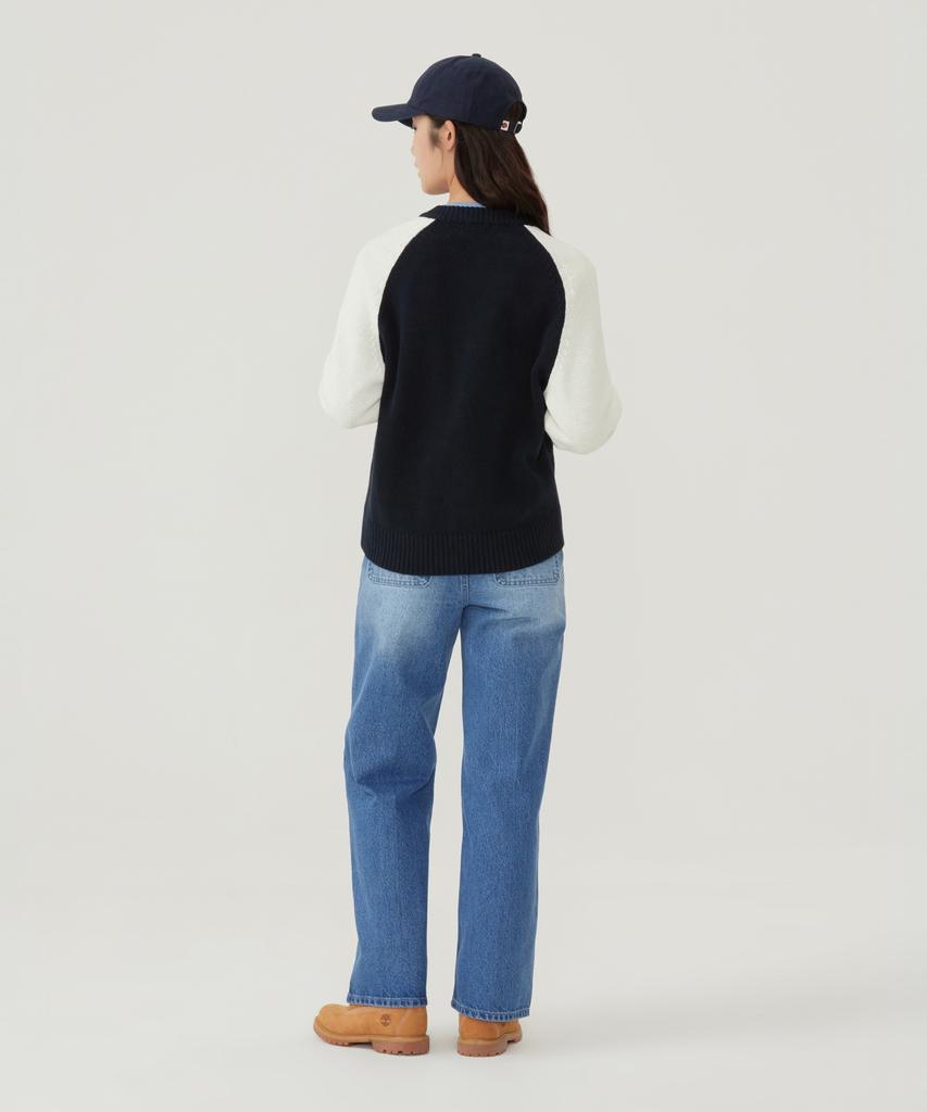 Covernat Woman C Logo Varsity Zip-Up Cardigan Navy