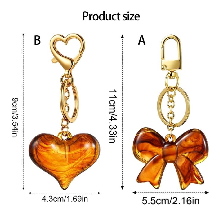 Fashionable Colorful Heart Shape Bowknot Keychain Ornament Trendy Accessories Gift Suitable For Women And Girls