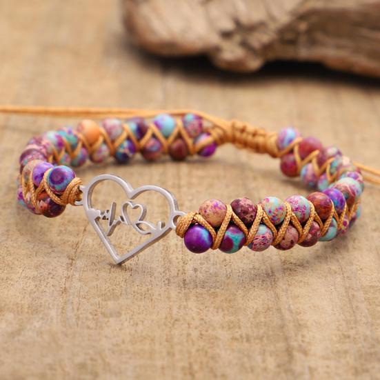 Couple Bracelet Double-layered Hand Woven Adjustable Stainless Steel Love Heart Braided Lucky Rope Charm