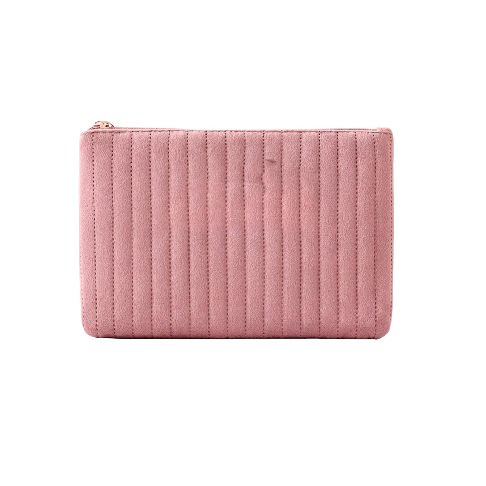 

Large Portable Makeup Bag Travel Storage Pouch Handheld Cosmetic Organizer with Zipper Closure for Daily Use and Travel one size рожевий