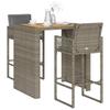 VidaXL 3-piece Garden Bar Set and Grey Cushions Braided Resin 3328897