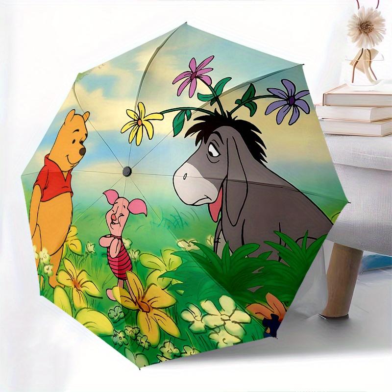 Ombrello Automatico Apri e Chiudi Winnie the Pooh e Pimpi - Ombrello Pieghevole Portatile a 8 Stecche con Manico in Plastica, Adatto per il Tempo Libero