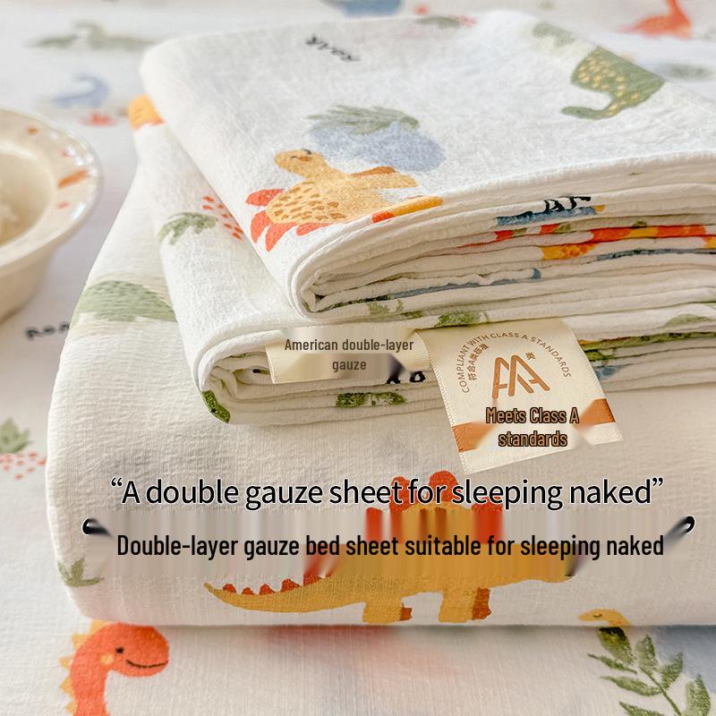 Class A Double Layer Gauze Bedding: Single Cotton Bed Sheet & Duvet Cover Set for Dorm Rooms