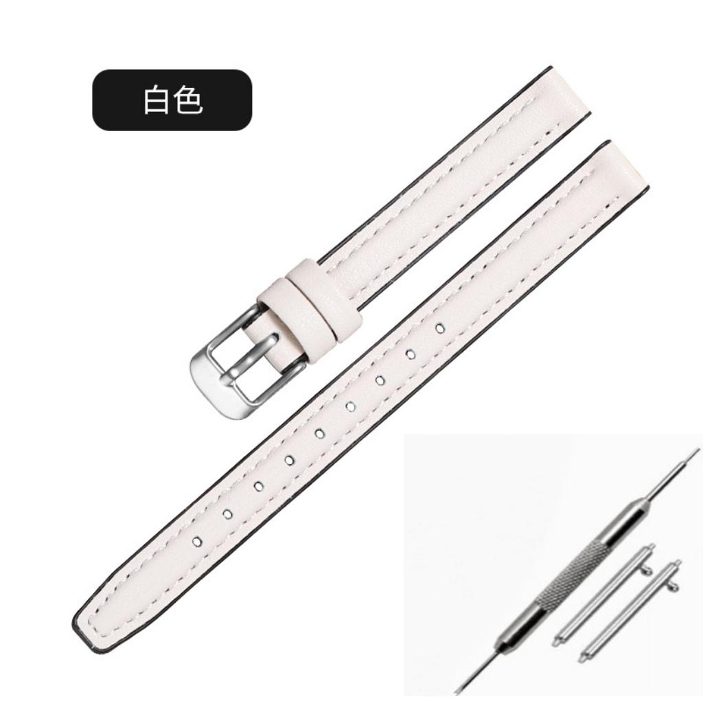 

10mm 12mm 14mm Quick release Silicone + Genuine Leather Watch strap For Citizen Fossil DW Lola rose Women Waterproof WatchBand 14mm білий