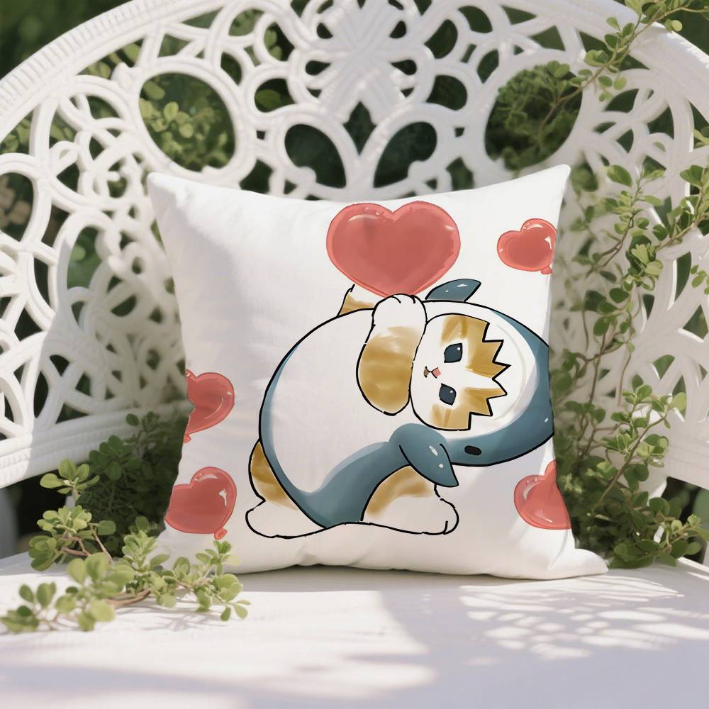 Cute Cat Mofusand Juno Pillow Case Anti-dustmite Pillowcase Invisible Zipper Silky Short Plush Sofa Cushion Cover