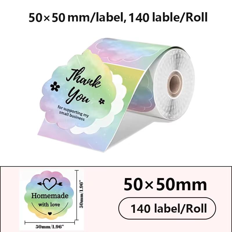 

1PK New Holographic Laser Color Transparent Thermal Adhesive Label Roll Suit for Phomemo M110/M200/M120/M220 E210 P50 DETONG P1