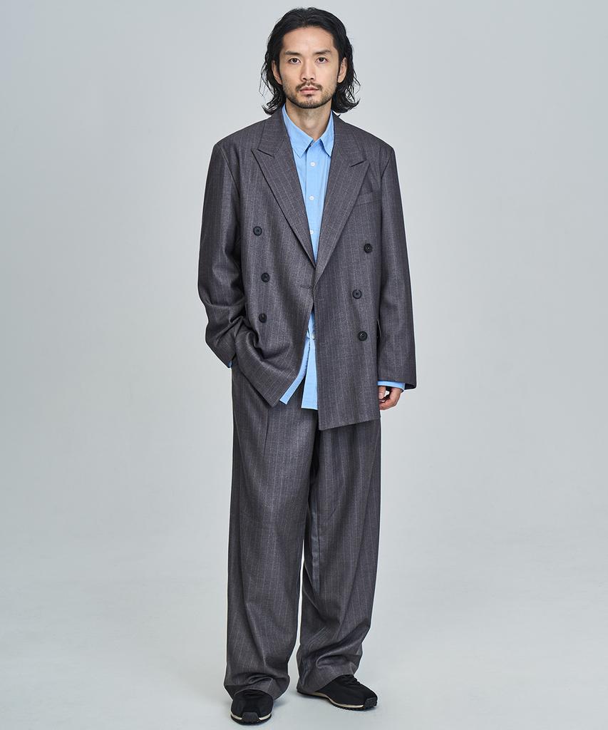 PRAIRIE Striped Wide Slacks (Gray)
