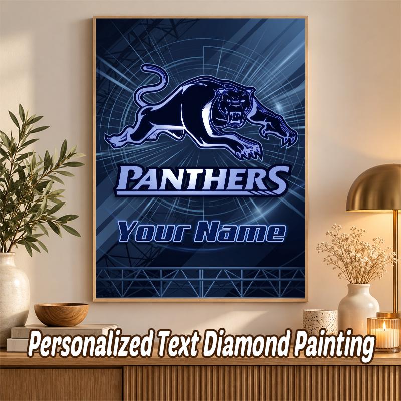 Penrith Panthers Custom Name Text 5D Diamond Painting Kit DIY Full Drill Diamond Art Decoration