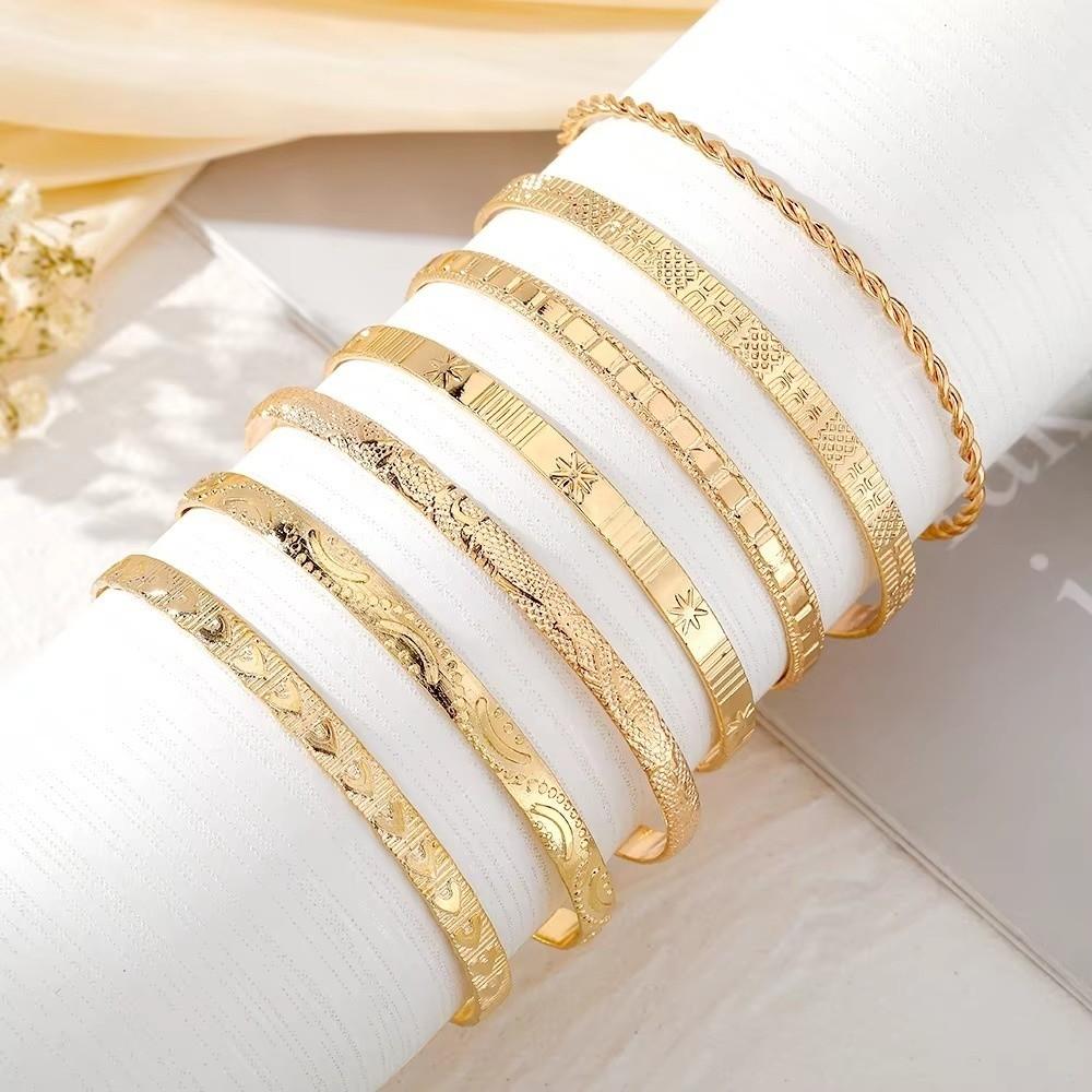 7 Pcs Set Elegant Women Bracelets Set Open Bangle Bracelets Women's Jewelry Fashion Accessories