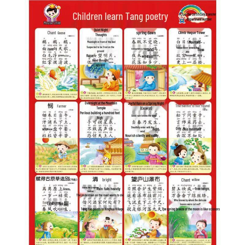 Waterproof Baby Pinyin & Character Recognition Wall Chart for Early Education