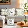 4 Pcs Country-Style Floral Plants Single-Sided Printed Pillowcase Cushion Cover,Suitable For Living Room,Bedroom,Car Decoration