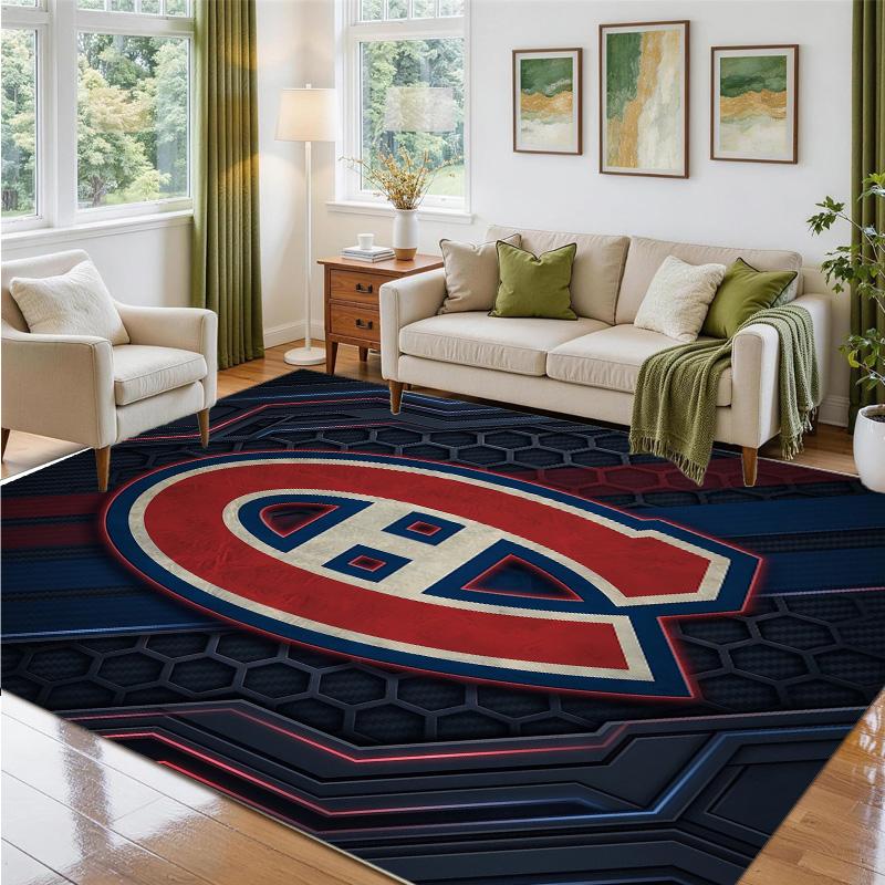 Montreal Canadiens Design Crystal Velvet Rug Soft Decorative Mat for Bedroom Entrance