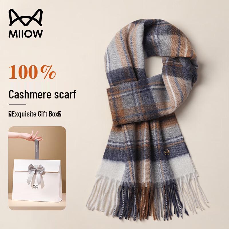 Maoren Women's 100% Cashmere Plaid Scarf