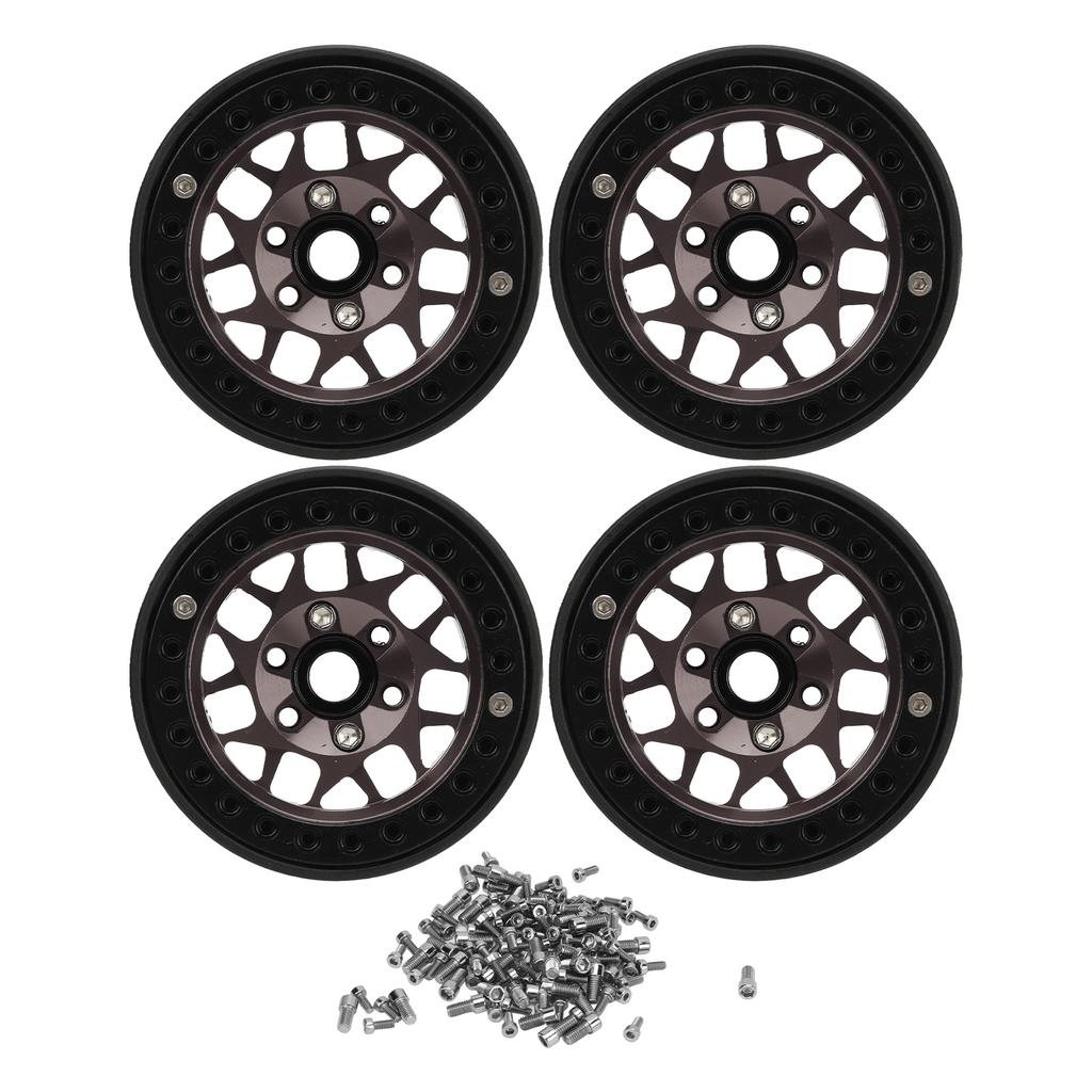 4pcs Rc Crawler Rims Universal Aluminum Alloy 1.9in RC Beadlock Wheel Rims for SCX10 SCX10 II Titanium