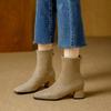High Quality Faux Suede Ankle Boots Women Fashion Square Toe Sewing Back Zipper Designer Boots Comfortable Wedges Fashion Boots