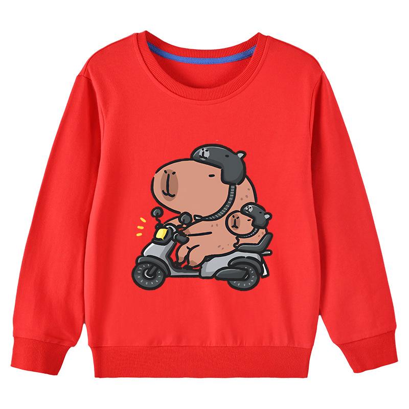 Children's Clothing Kawaii Cartoon Capybara Print Long Sleeve T-shirt Animal Capibara Sport Shirts Kids Cotton Sweatshirt