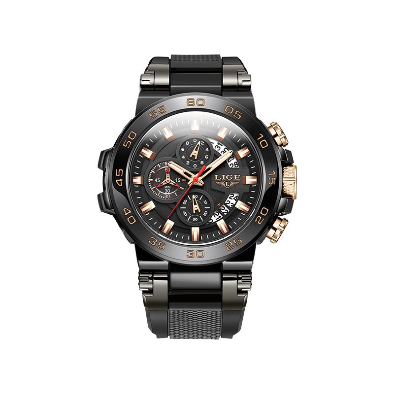 LIGE Men's Digital Wristwatch Casual Business Waterproof Luminous Watches For Men Military Quartz Chronograph Big Dig Watch Men