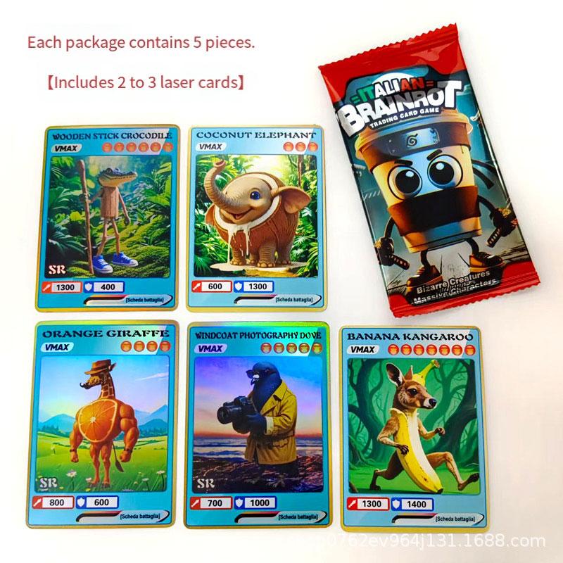 Italian Brainrot Anime Characters Flashcards Cards Collection Tungtung Sahur Tralalero Tralala Collection Cards Children Birth Date Present