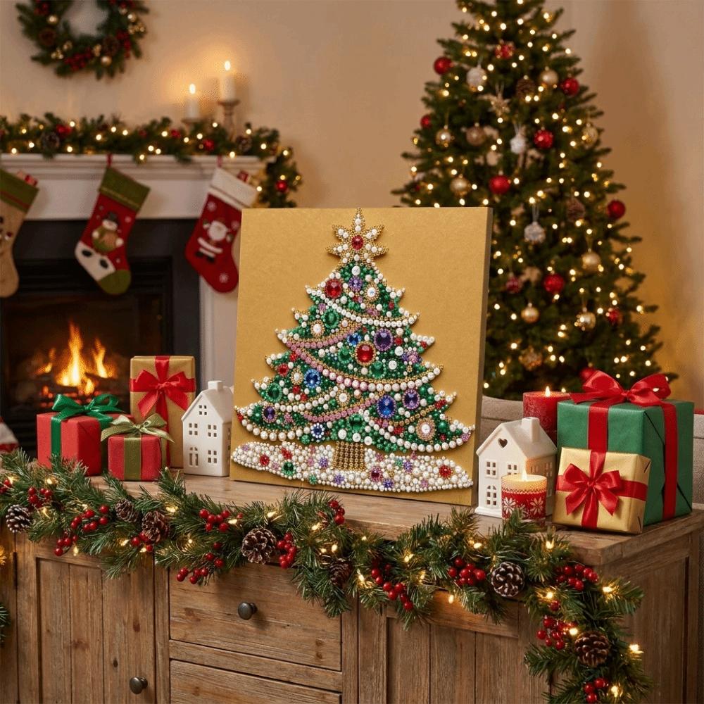 Self‑Adhesive Xmas Rhinestone Painting Kit Christmas Star Santa Crystal Painting Set Holiday Craft