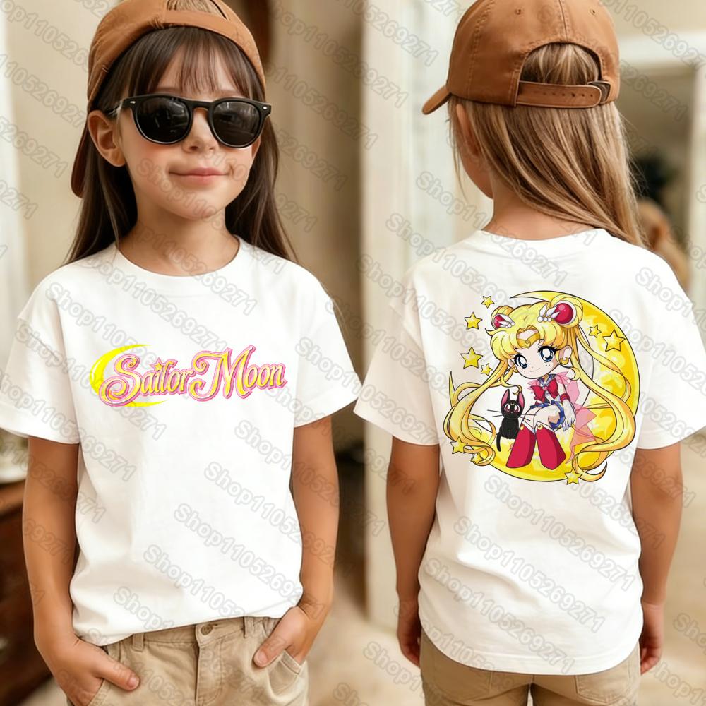Sailor Moon Retro 90s Anime Graphic TShirt Summer Women Girls Kids Tee Streetwear Casual Trend Short Sleeve Hop Tops Clothing
